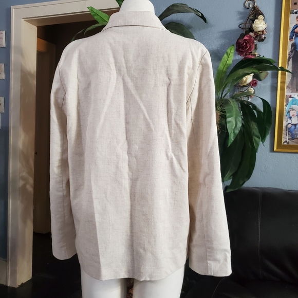 Briggs One Closure Linen Blend Beige Blazer Size Small - Picture 3 of 9